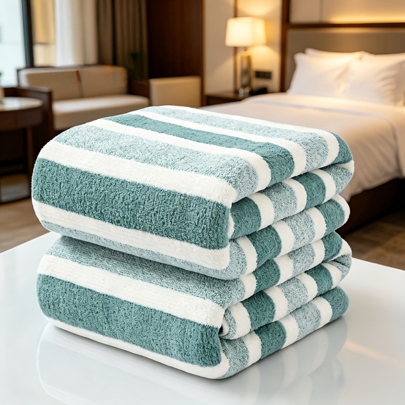 juego de 2 toallas de baño extragrandes de lujo a rayas, muy absorbentes, de   rápido, ultrasuaves y agradables  ,   de lujo, estilo  , perfectas para hotel, hogar, baño, ducha,   de baño   para  