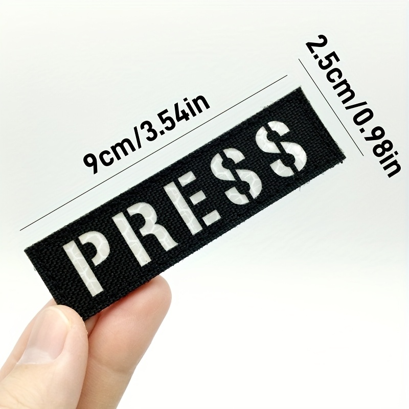 1pc Press Reflective Patch, Patch For Press Vest, Photographer Vest, Tactical Backpack, Press Badge, Black And White
