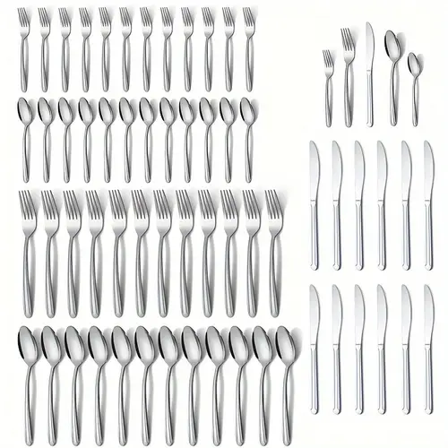 20pcs 40pcs 60pcs stainless steel tableware set knife edge round high end elegant thickened material polishing suitable for restaurant hotel family birthday party marriage outdoor activities dinner party