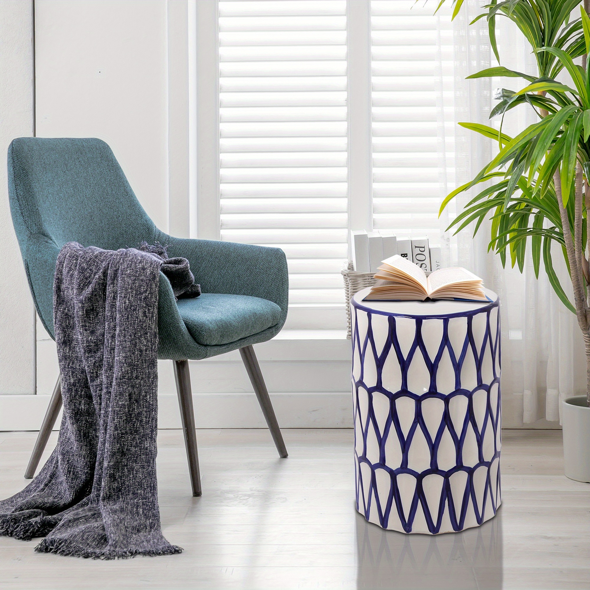 12 x 17 75 glazed ceramic drum stool indoor outdoor side Temu