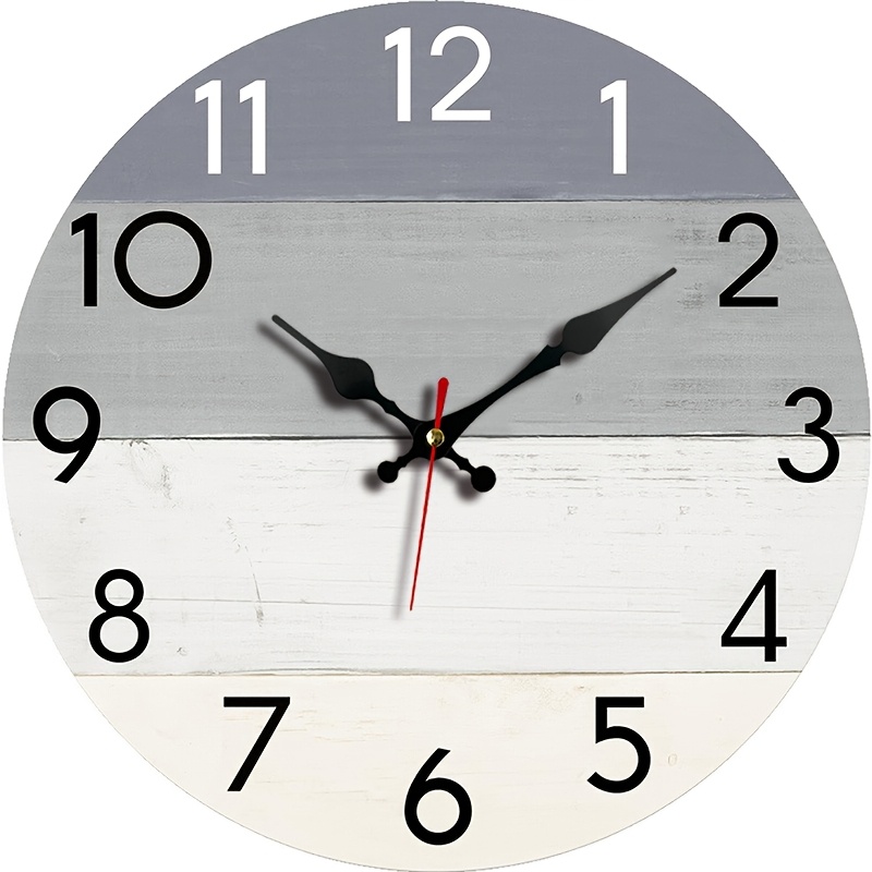TEMU Vintage Wood Grain Silent Wall Clock, 12-inch, Round, Non-ticking, Aa Battery Powered (battery Not Included), For Bedroom, Living Room, Office,