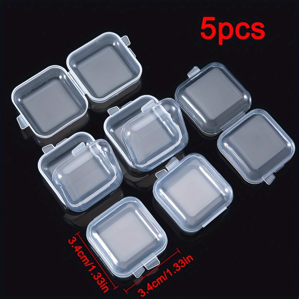 5pcs Strong Hardness 3.4x3.4cm Square Transparent Jewelry Box Hangable Storage Box For Earrings Bead Jewelry Accessories Storage