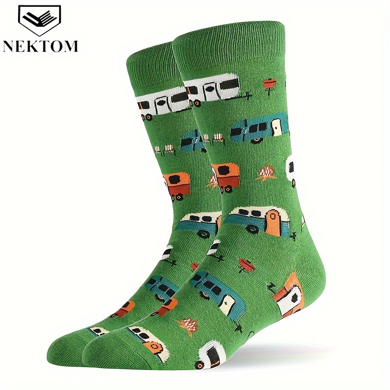 

1 Pair Nektom Cartoon Rv Camping Thigh High Socks, Polyester 97% Spandex 3% Knit Fabric, Machine Washable, 280g/m² Weight