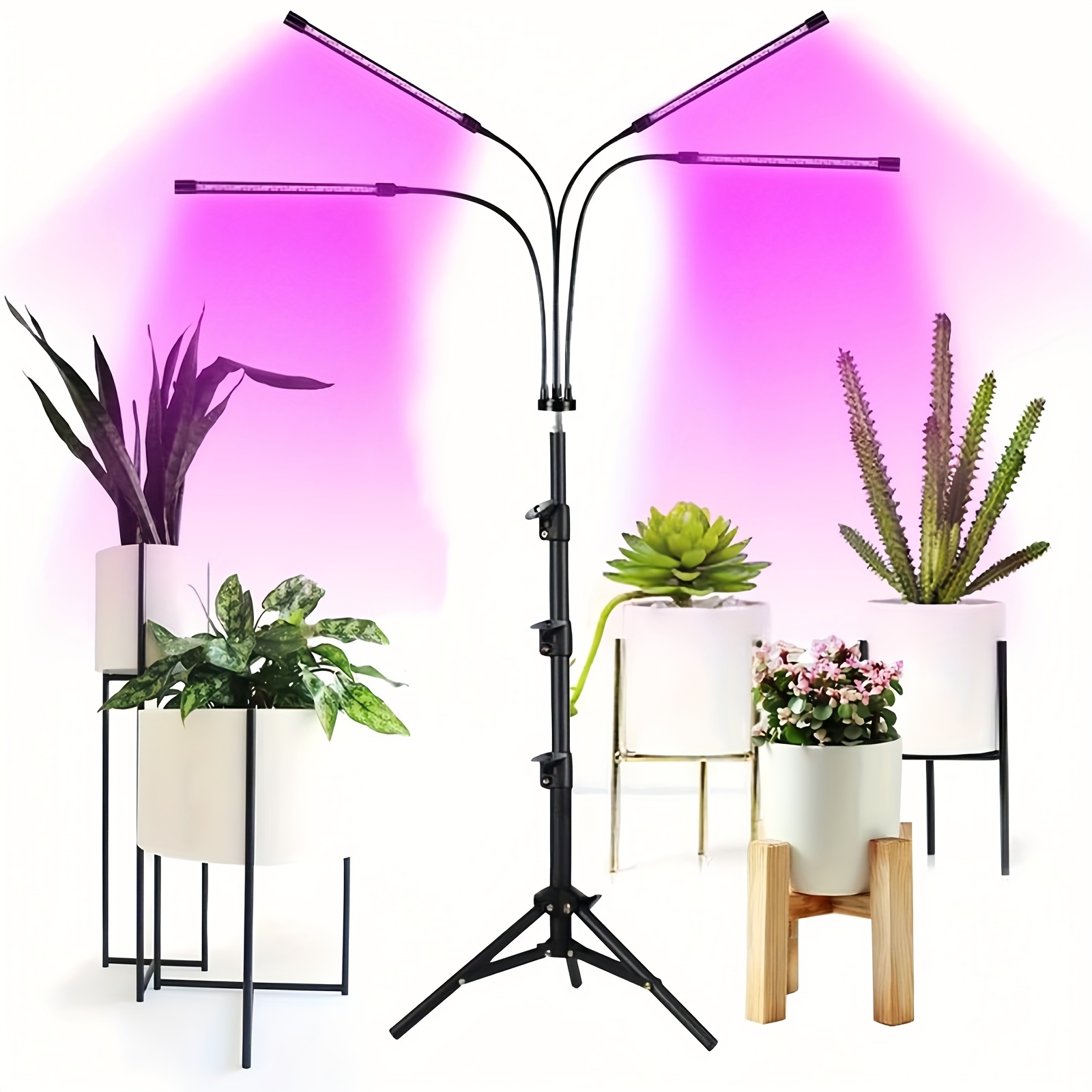 

1pcs 4 Lamp Head Plant Growth Lamp, Floor Stand Led Full Plant Fill Light Usb, 3 Mode Cycle Timing , Adjusted Red And Blue Light