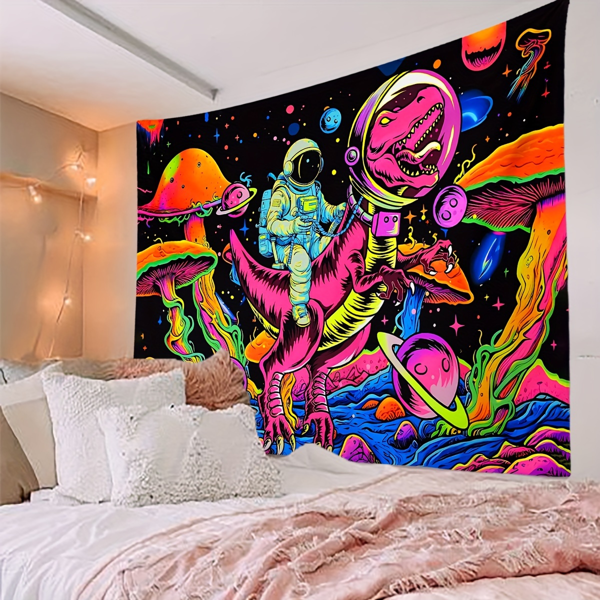 

1pc Astronaut Dinosaur Pattern Tapestry, Wall Hanging Tapestries, Suitable For Living Room Bedroom Dormitory, Home Decor
