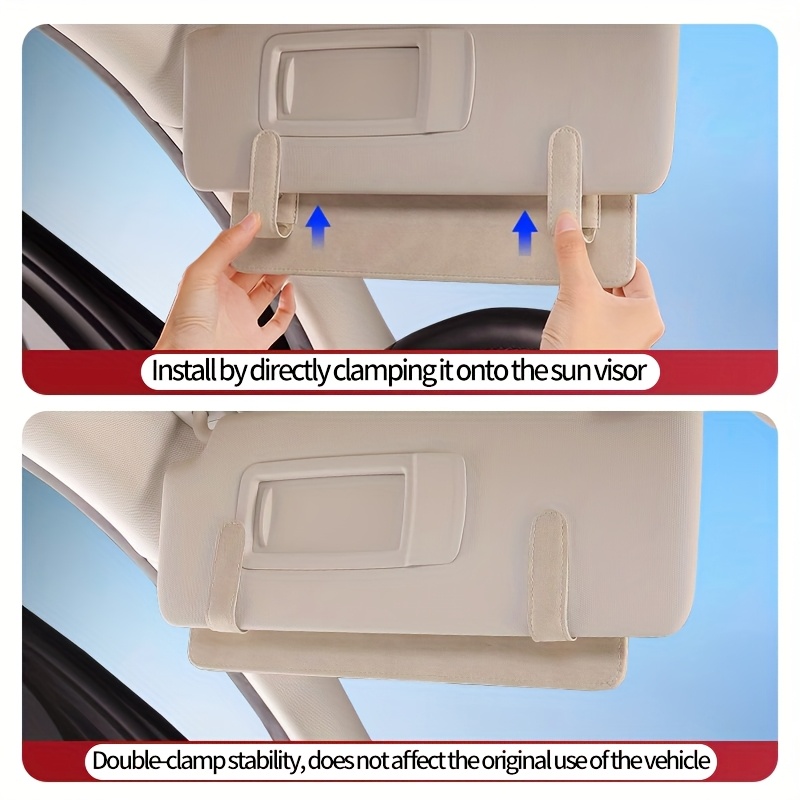 car sun visor extender uv protection anti glare adjustable back clip fits all vehicles premium   leather   removal sun visor for car vehicle interior accessory   durable material Product details 3