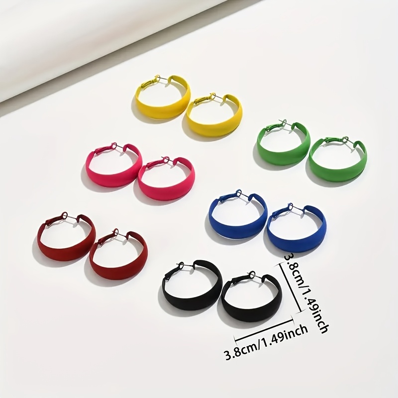 6 Pairs Retro Bohemian Hoop Earrings For Women - Candy Color Lightweight , Versatile Everyday Party Wedding Jewelry, Durable Metal Wear