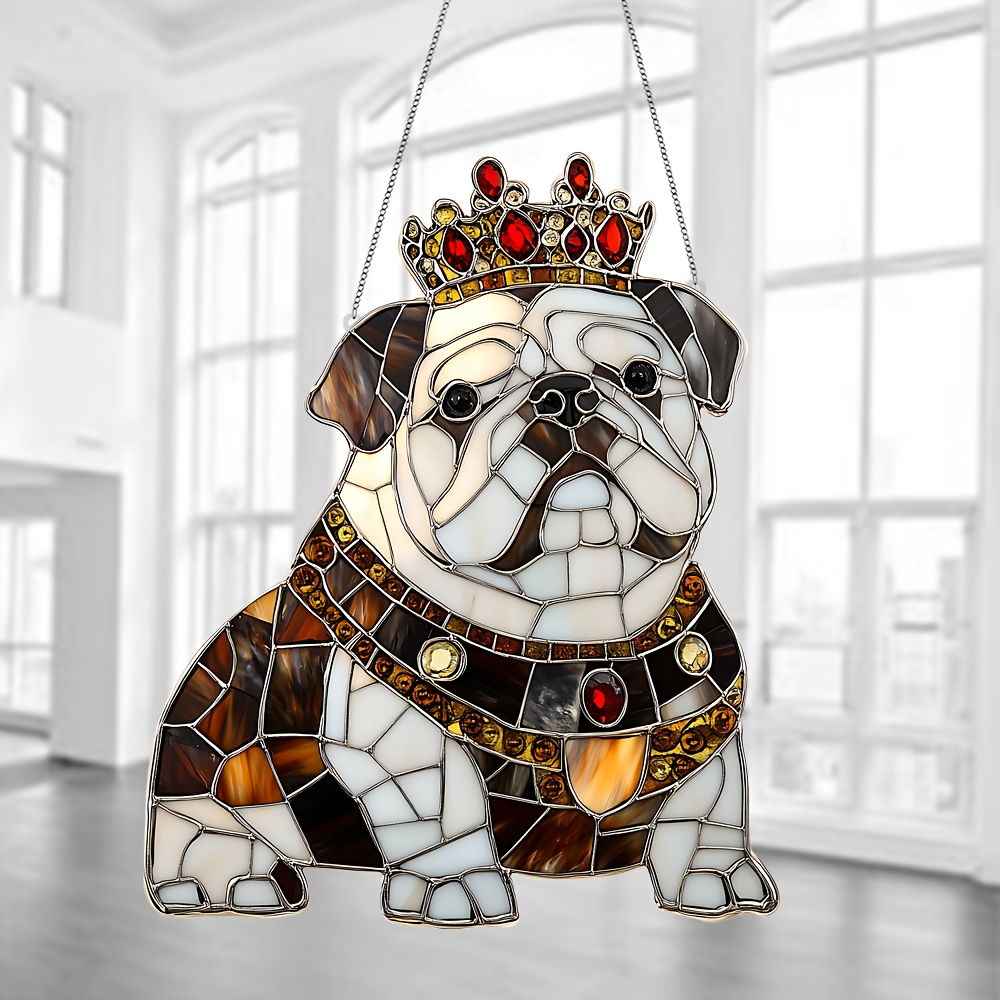 

Royal Bulldog Suncatcher - Acrylic Window Decor, 9" X 8.6", , Ideal Gift For Dog Lovers