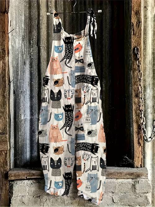 womens 1pc suspender loose fit dress with slant pockets and drawstring suspenders suitable for commuting home vacation and outdoor wear