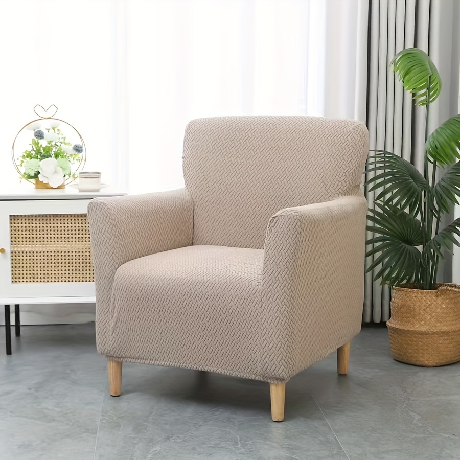 

1pc Modern Stretch Jacquard Armchair Cover, Universal Fit High Back Sofa Slipcover, Hand Washable Polyester And Spandex Blend, Furniture Protector, No