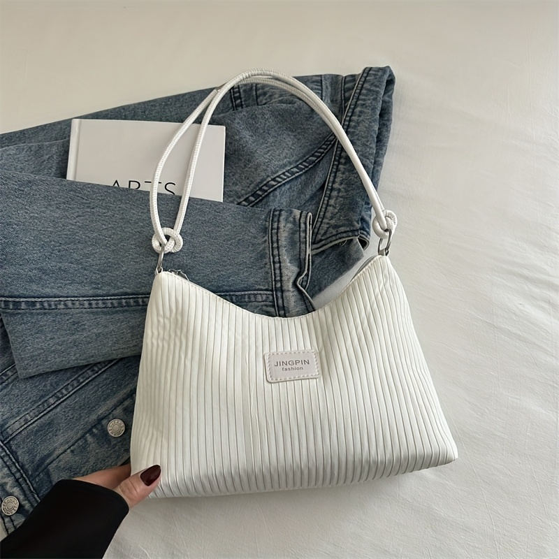 TEMU Crossbody Bag, Retro Fashion Striped Women's Shoulder Bag, Large Capacity Pleated Design Armpit Bag