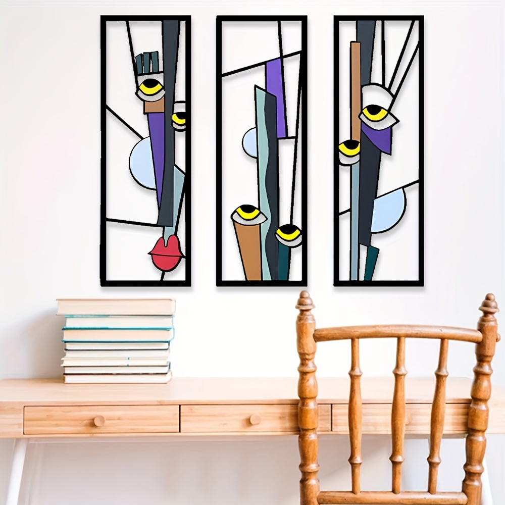 2d flat 3pcs set noodle line acrylic wall art colorful acrylic wall decor minimalist line art unique wall decoration colorful art   decor
