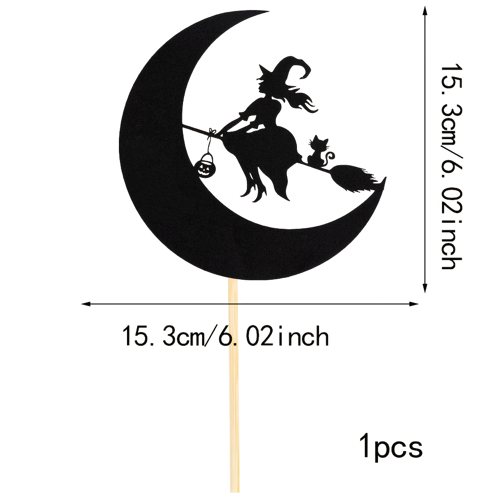 Birthday Witch Cake Decorations, Witch And Moon Halloween Cake , Halloween Happy Halloween Party Supplies