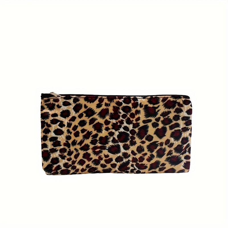 TEMU Borsa per Trucco con Stampa Leopardata Borsa per Trucco Quadrata Orizzontale con Cerniera Borsa per Trucco da Donna