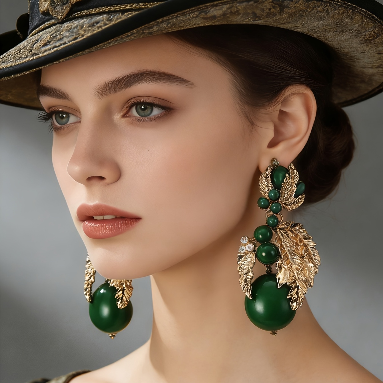 Vintage Elegant Sweet Resin Flower Ear Clips, A Pair