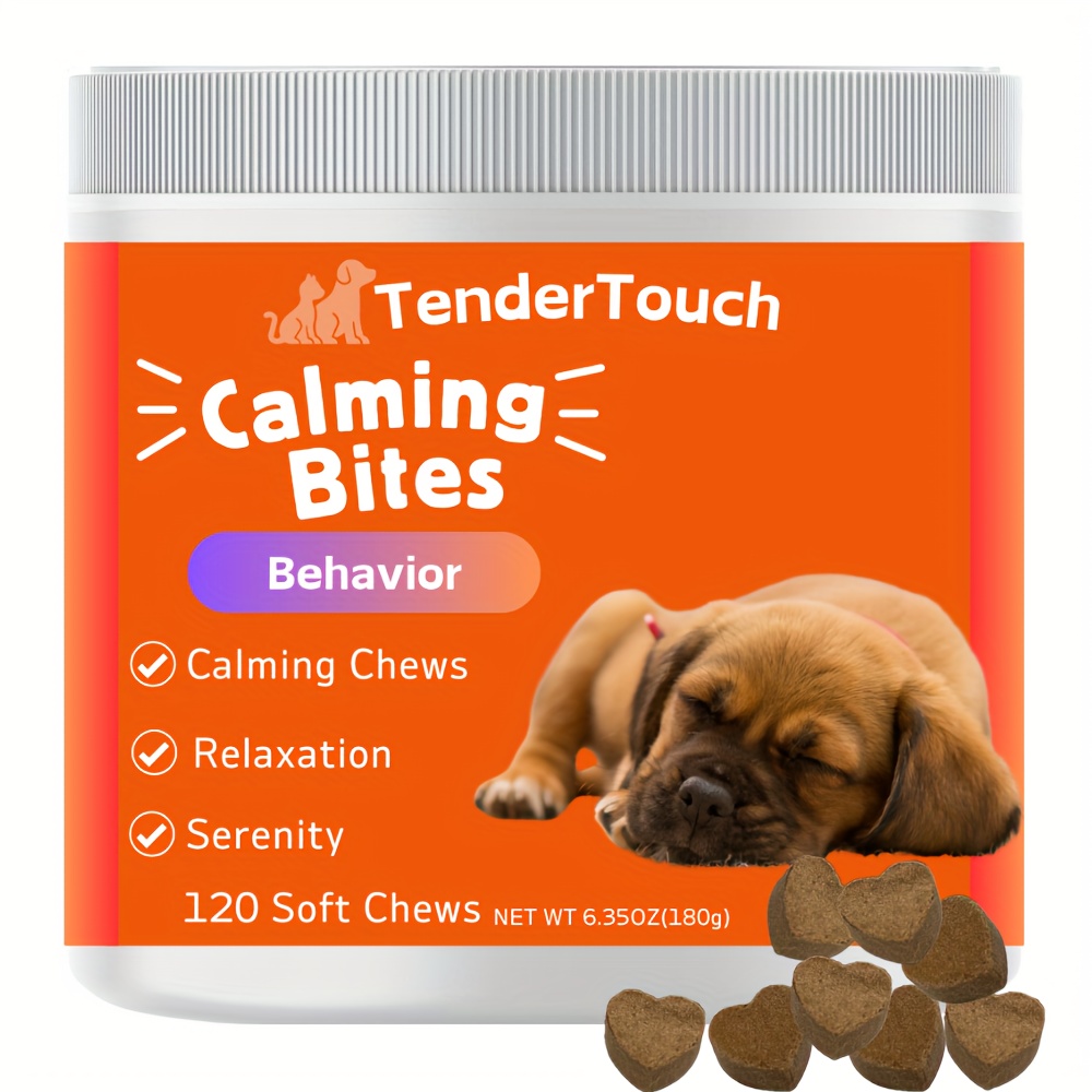 

120 Chews - 1 Pack (1 X 180g/6.) 180g/6. - Tendertouch Calming For Dogs - Help Natural Dog Anxiety For Stress & Separation, Soft Calming Chews For Dogs Aid With Stress, , Fireworks, Chewing, Barking