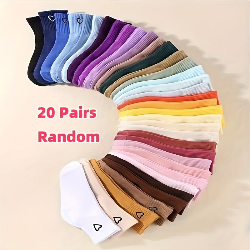 10 Pairs/20 Pairs Colored Women's Valentine's Day Heart-shaped Versatile Comfortable And Stylish Mid-calf Socks