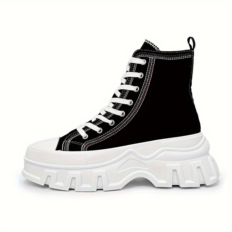 *'s Non Slip Durable Canvas Shoes, High Top Platform Shoes For Outdoor  Traveling Walking