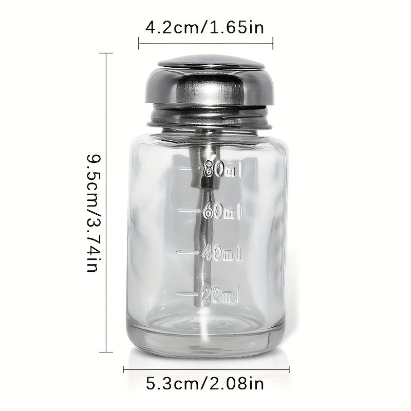 TEMU 1pc Push-down Glass Empty Pump Mixer For Nail Polish, Alcohol, Makeup Remover, Transparent Refillable Bottle For Liquid Cleanser Storage