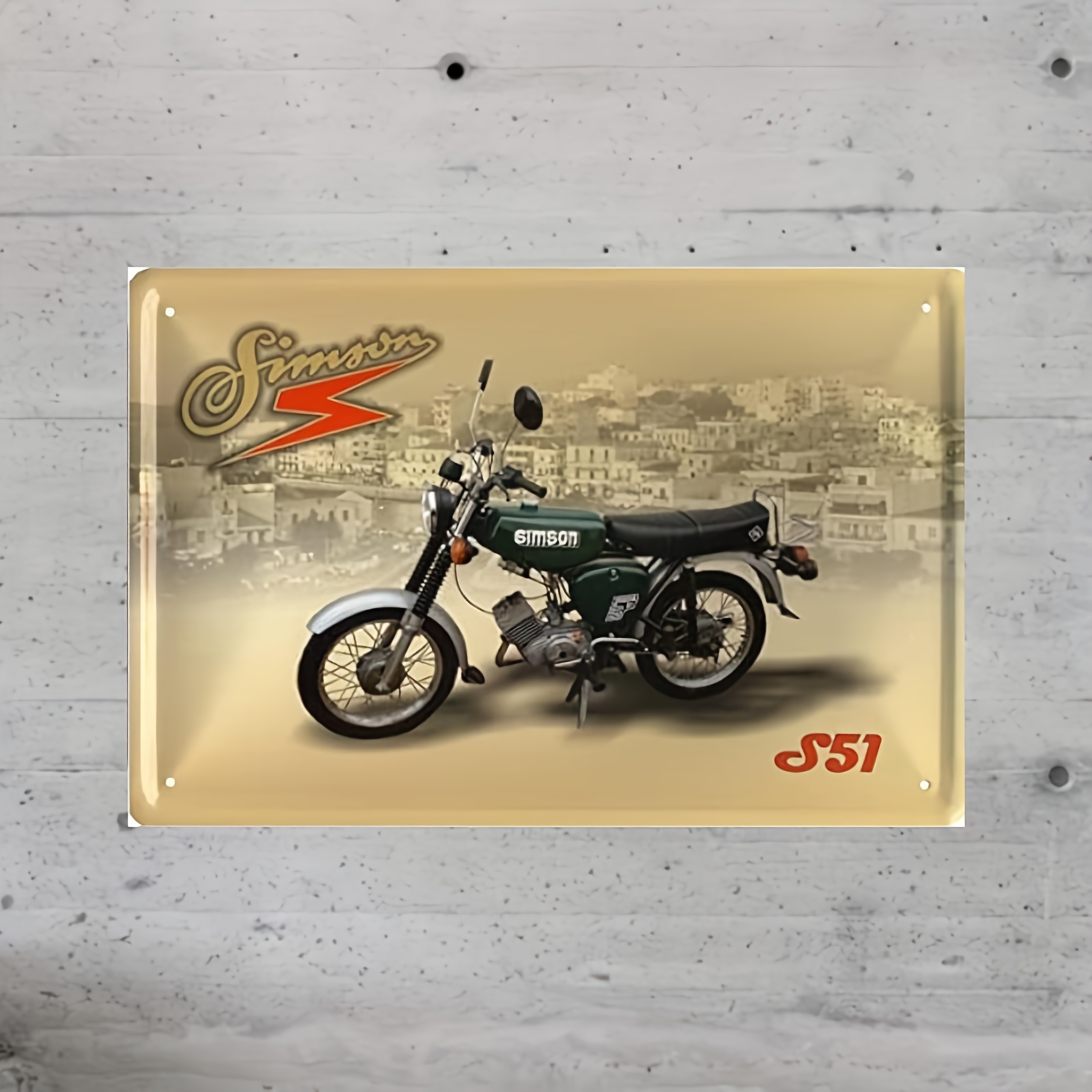 

S51 Vintage Motorcycle Metal Tin Sign Wall Art, 20x30cm, Universal Holiday Decor, No Electricity Required, Metal Material