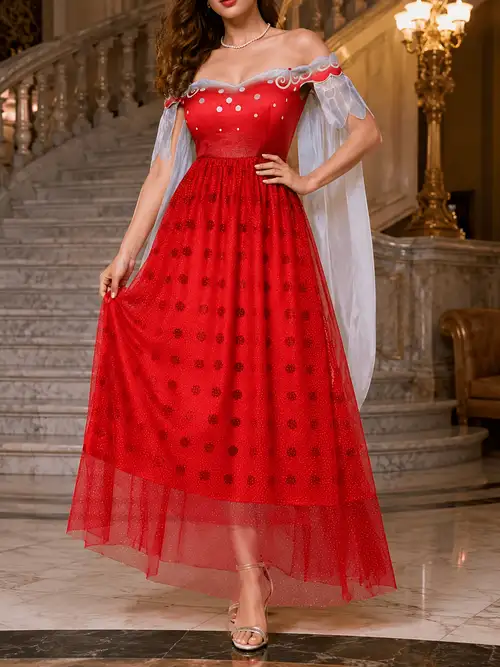 crimson princess dress Maroon Cinderella Princess Prom Dress