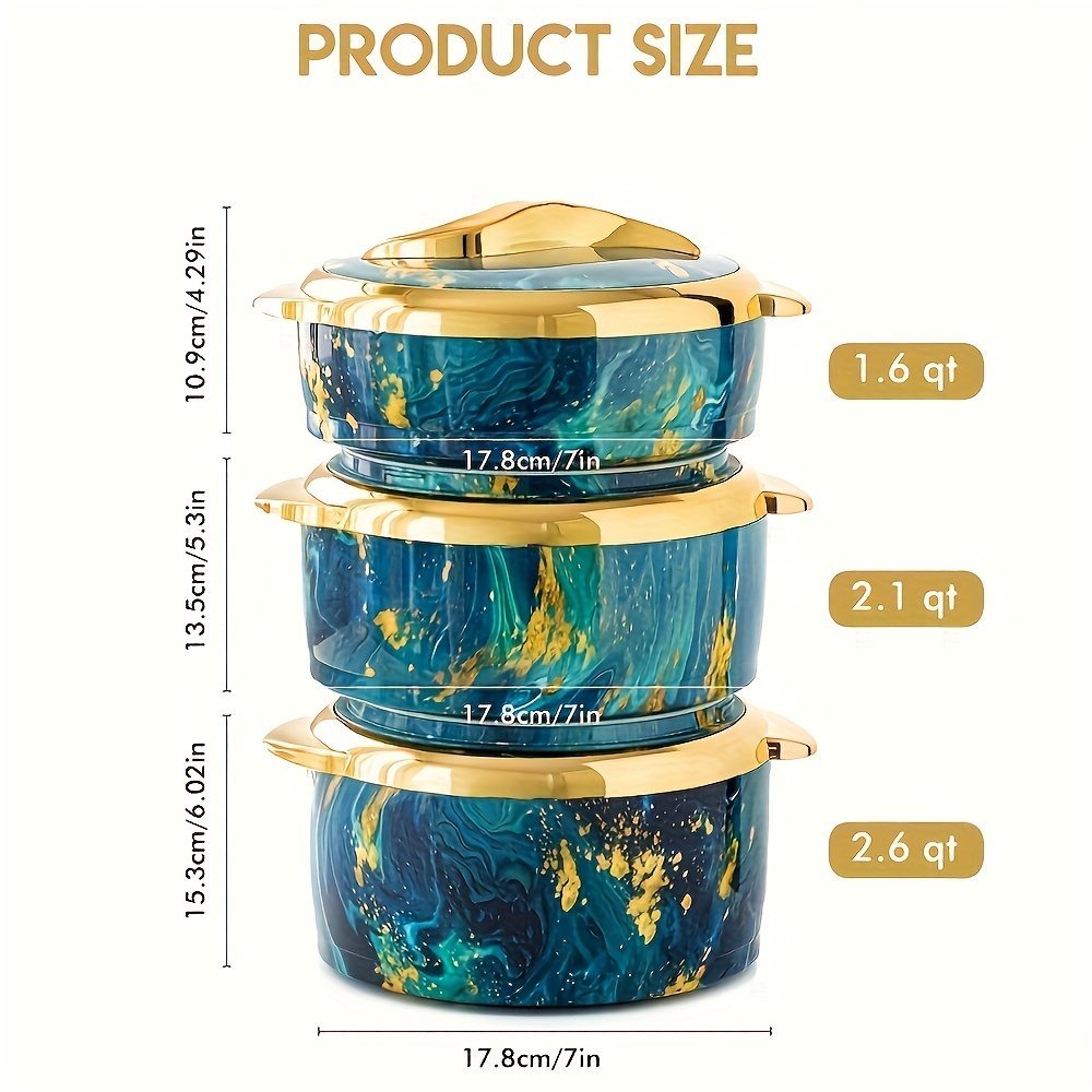 3pcs Golden Touch Food Warmer Casserole Dish Set