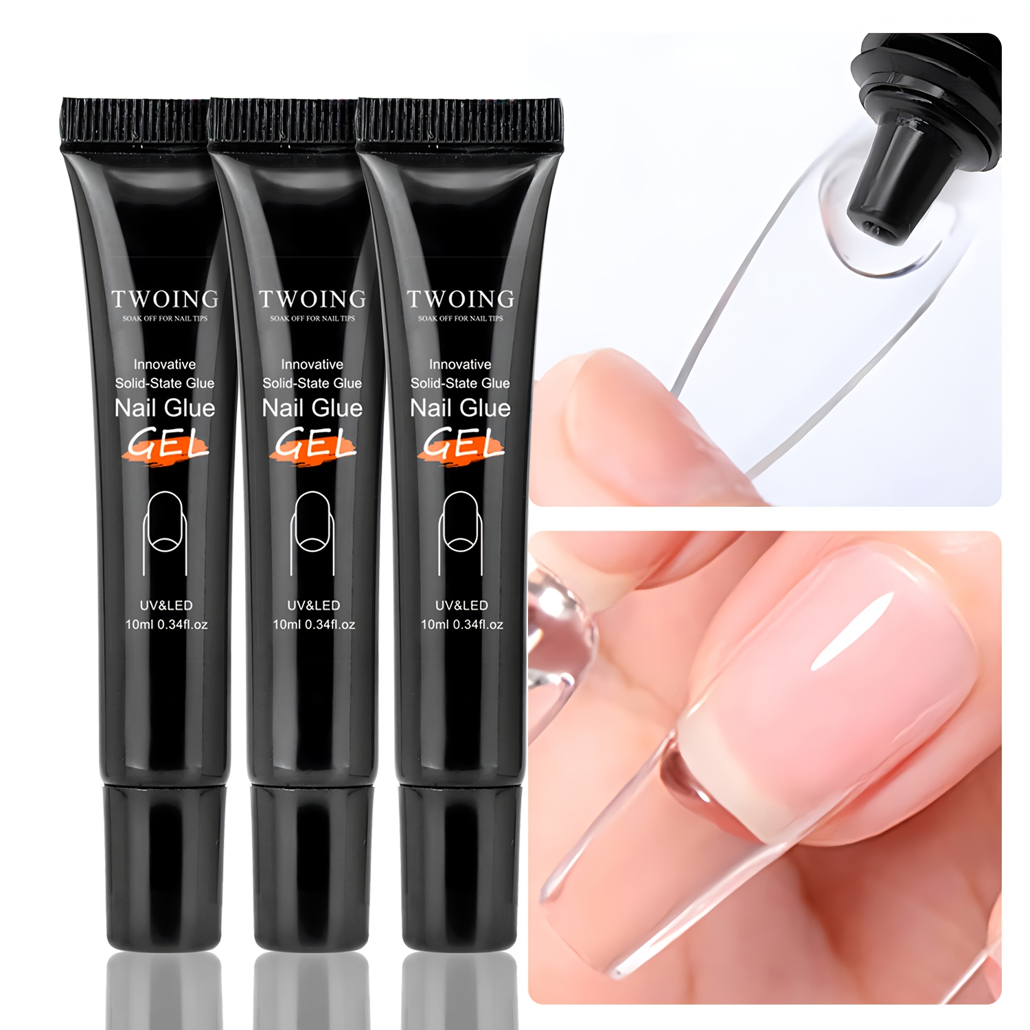 TEMU Twoing Solid For Nail Glue Gel - 3 In 1 For Nail Gel For Press-on And Fake For Nails, Super Strong Adhesive For Nail Tips, Long-lasting, , ,