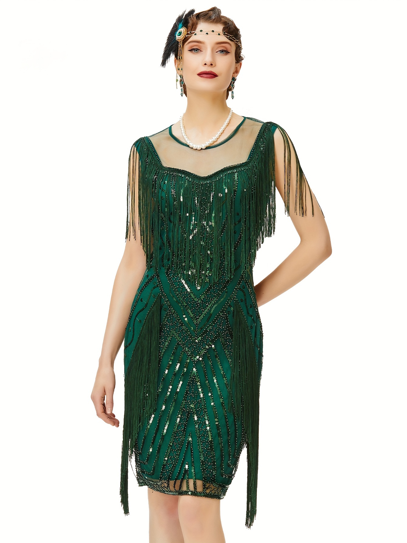 1920s dress long fringe flapper dress roaring 20s