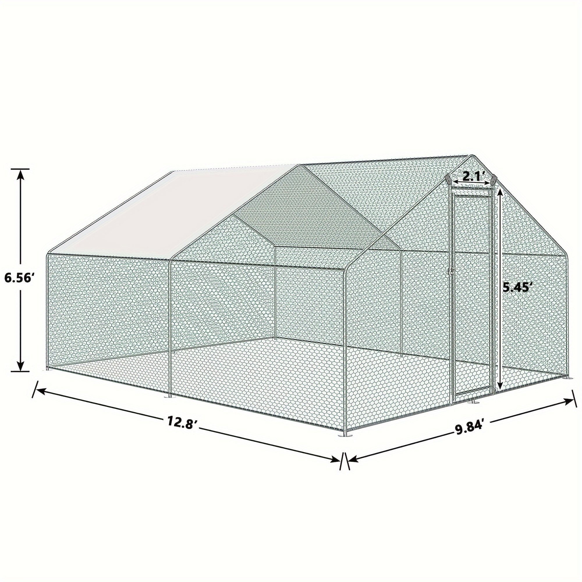 TEMU Hittite Extra Large Metal Chicken Coop, Walk-in Poultry Chicken Coops For 10 Chickens, Heavy Duty In For Yard With Waterproof Cover And Lock.