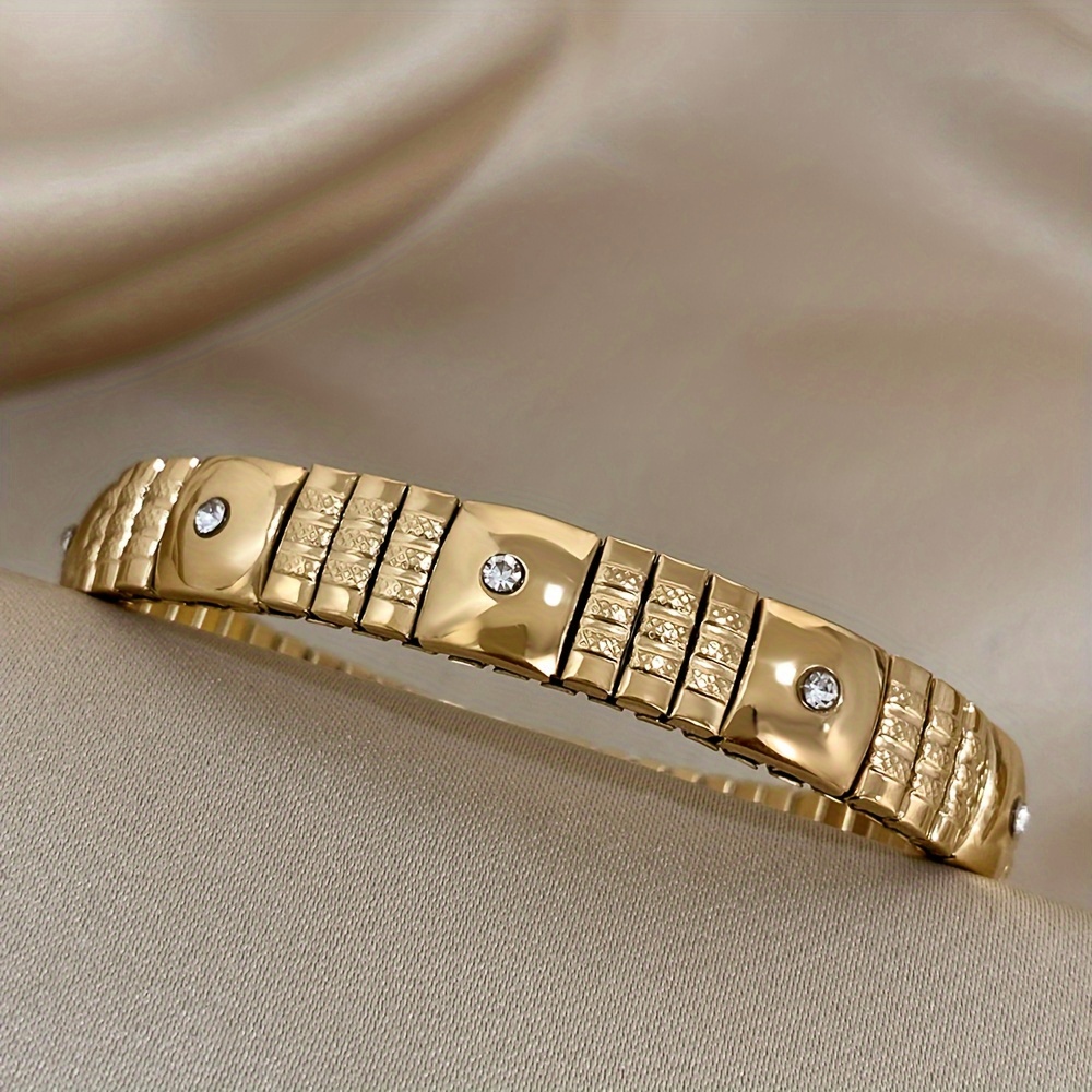 Rhinestone Embedded Spring Bracelet for Men and Women