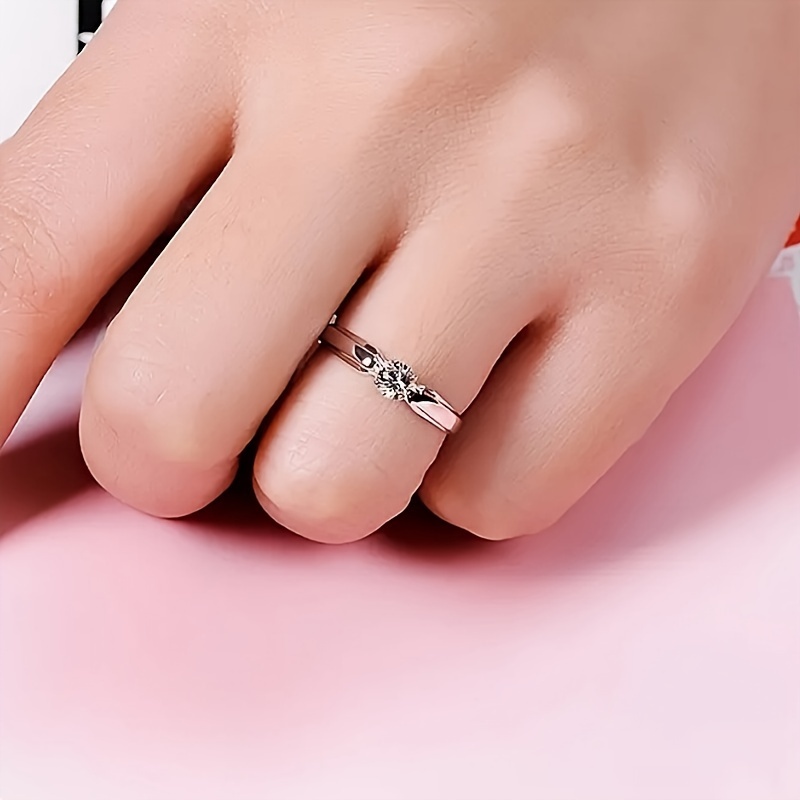 Women's Round Cubic Zirconia Engagement Ring Wedding Band