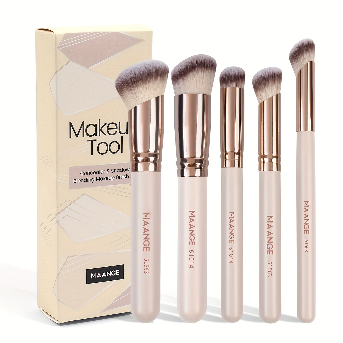 

Maange 5pcs Professional Facial Makeup Brush Set, Foundation Brush, Concealer Brush, Contour Brush, Head Makeup Brush, , Soft , Travel Portable, Holiday Gifts