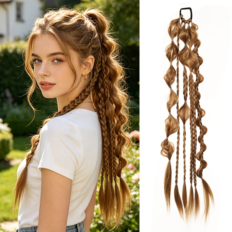 TEMU Las Nuevas Adiciones para el Cabello con Coleta Trenzada, Trenzas de Twist de de Linterna, Trenzas Explosivas de para el Cabello, Fáciles de