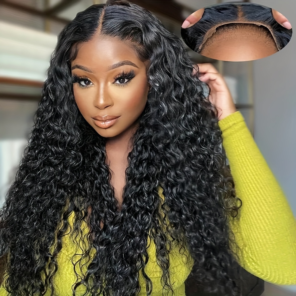 

Ready To Wear 5x5 Glueless Deep Wave Lace Front Wigs Human Hair Hd Transparent Lace Deep Curly Glueless Closure Wigs Human Hair Pre Plucked For Women Put On And Go Wig 180% Density