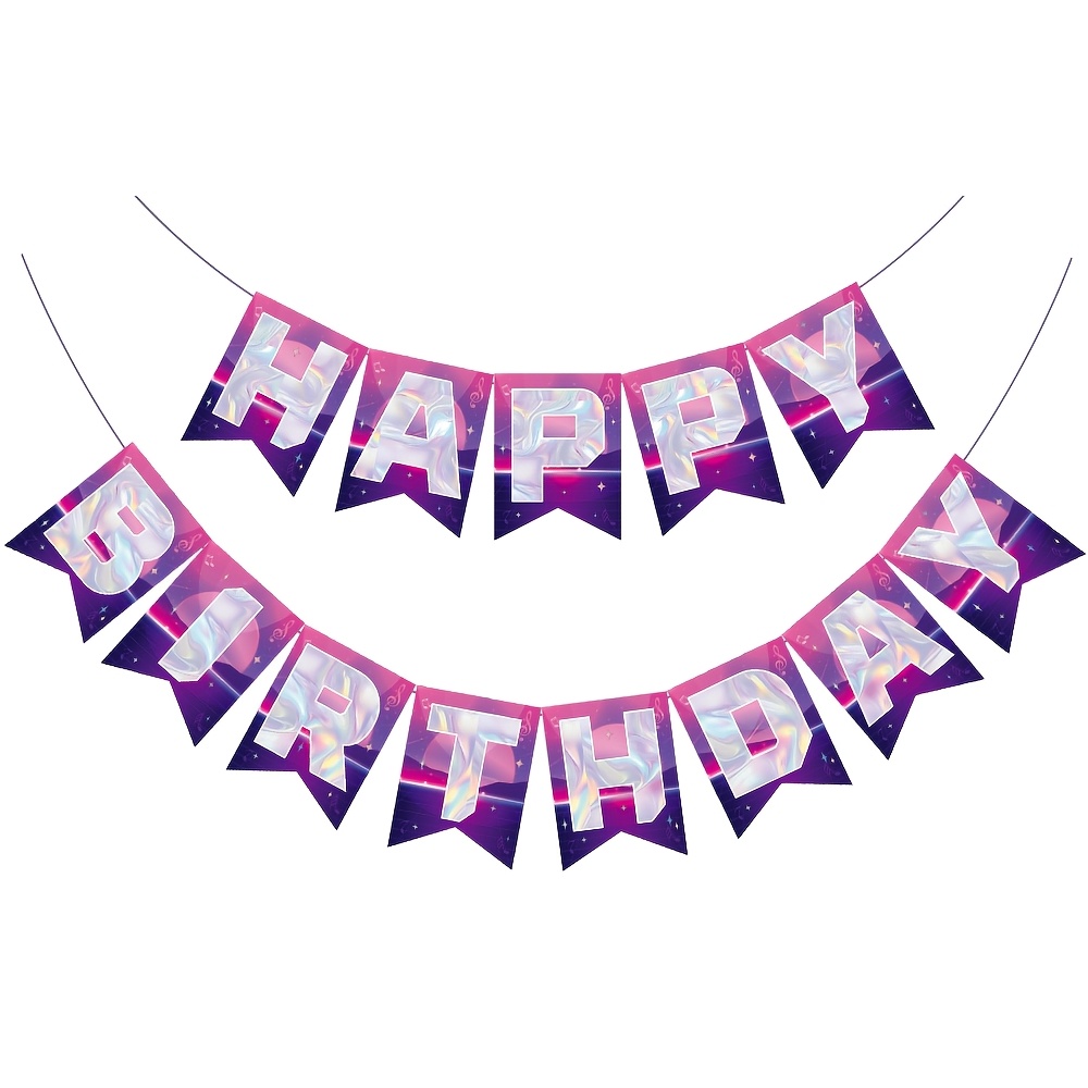 Image of Kpop Theme Birthday Decorations, Happy Birthday Banner Anime Themes Korean Kpop Theme Party Supplies For Fan Meeting, Stage Party