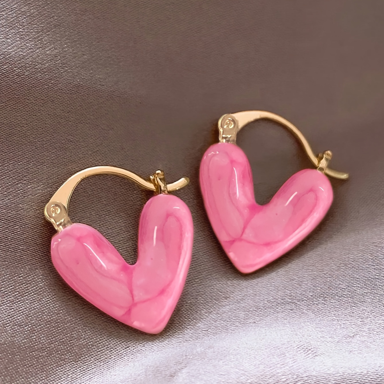 

A Pair Of Heart Shape Earrings For Valentine's Day, Retro Simple Ear Jewelry Decor For Daily Wear Dating