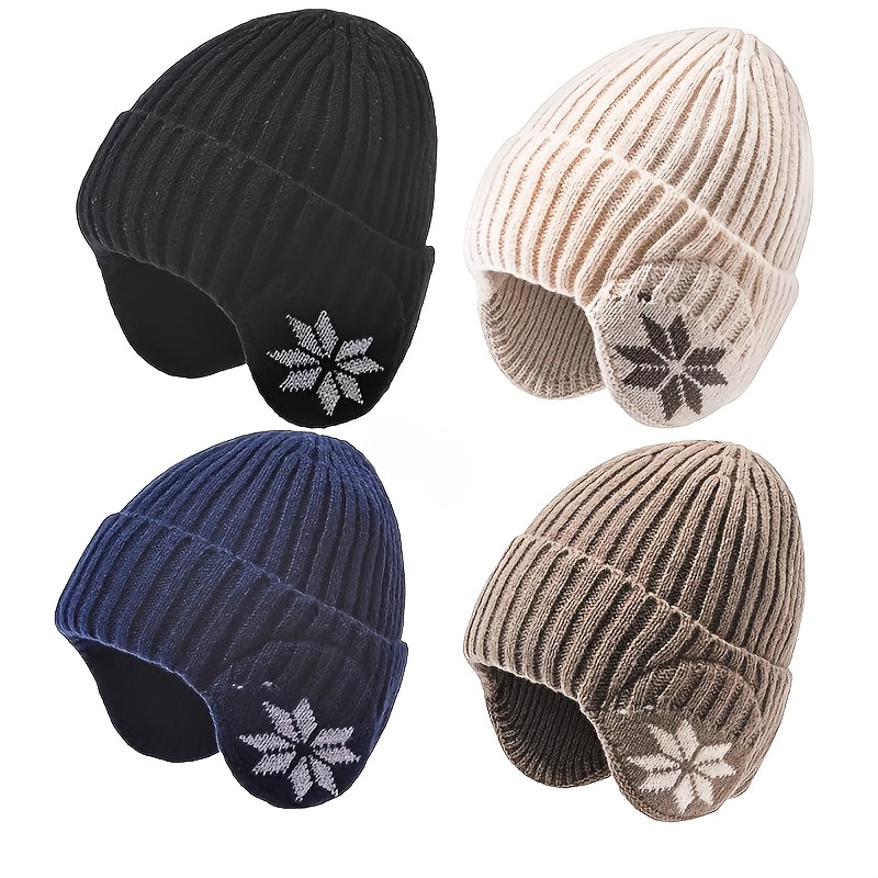 1pc Women's Fleece-Lined Winter Beanie Hat with Fleece Ears - Warm & Cozy Cap, Multi-Color Options (Black/White, Brown, Grey, Navy, Dark Blue, Light Brown, Dark Grey, Black) | Hand Washable, Breathable & Durable Outdoor Sports Cap for Skiing, Snowboarding, Cold Weather | Stylish Winter Headwear (No Battery/Elastic-Free Fit) - Multi-Color Options Available, Printed Brimless Winter Hat, And Creative Autumn And Winter Hats, Winter Accessories for Women, Hat  for Women Winter,