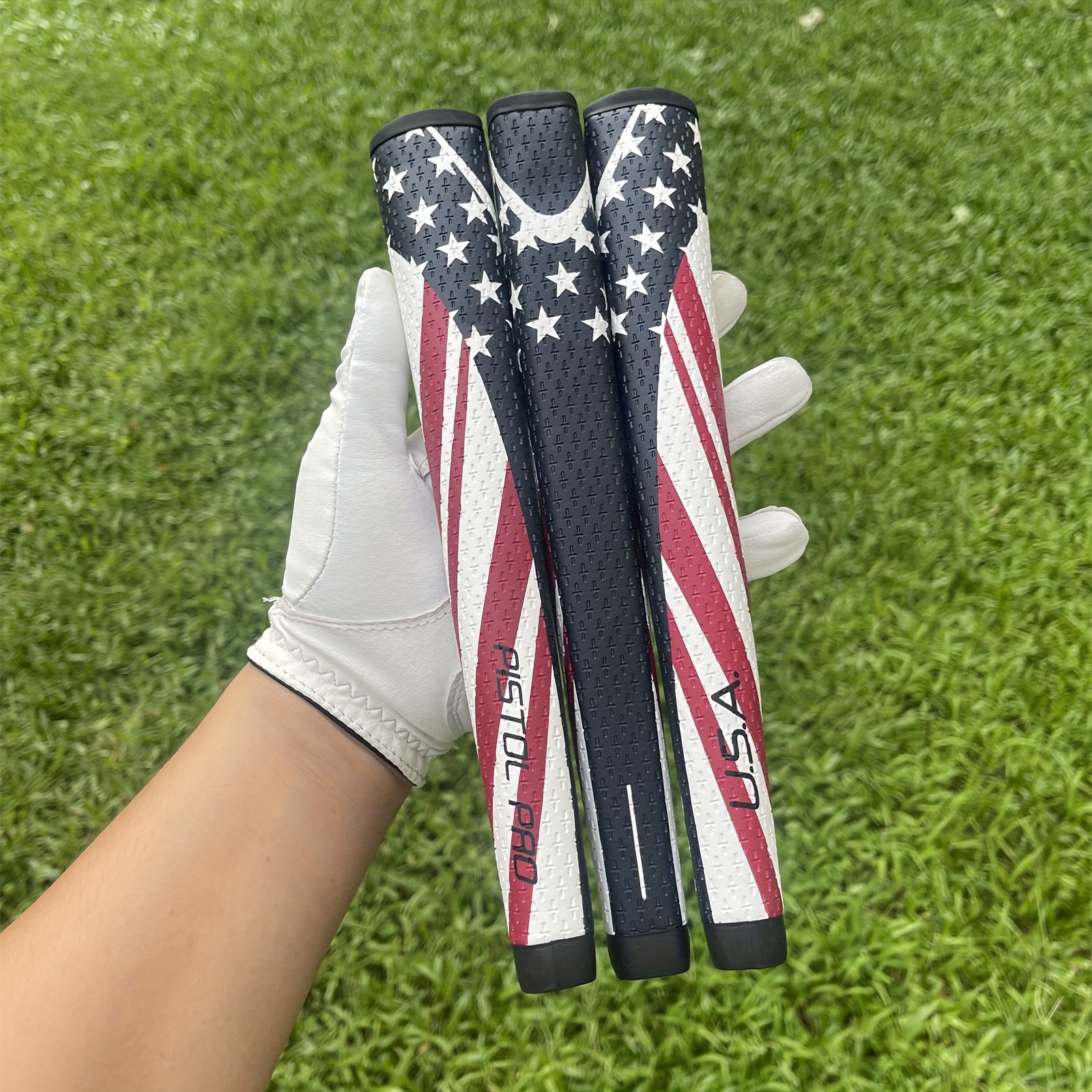 

Patriotic Usa Flag Rubber Golf Putter Grip With Alignment Line, Anti-slip Midsize, Enhanced Tactile Feedback - Single