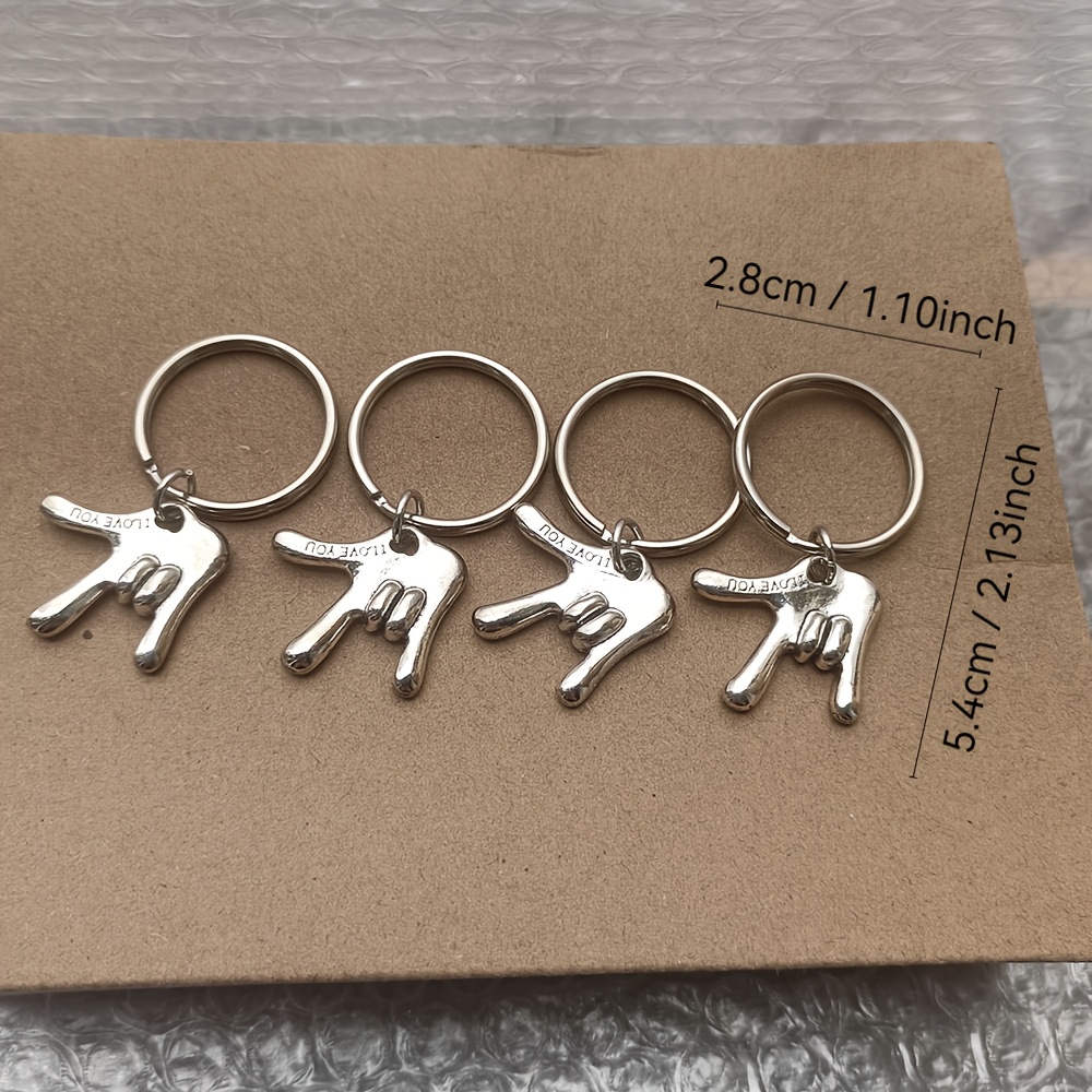 TEMU 4pcs I Love You Hand Sign Key Chain, Sign Language Key Ring