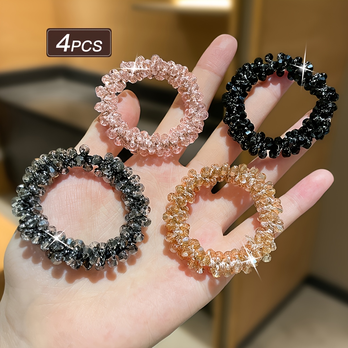 E-shop Exquisite modische mehrfarbige Strass-Haargummis mit elastischem Vintage-Elegant-Design. Hoch elastisch schonend für die Haare, geeignet für