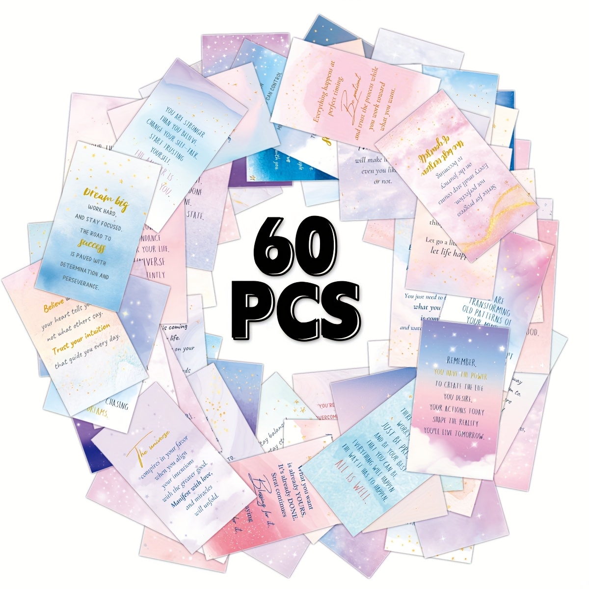 Image of Set Of 60 Motivational Quote Cards, Perfect For Encouragement, Lunch Boxes, And As Gifts For Employees Or To Gratitude