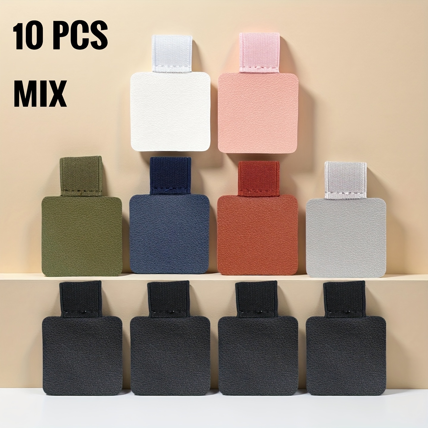 Image of Set Of 10 Pen Loops Designed For Notebooks, Journals, Planners, And Tablet Cases. Self-adhesive Pencil Holders Come With An Elastic Loop Suitable For Pens, Pencils, And Stylus Pens