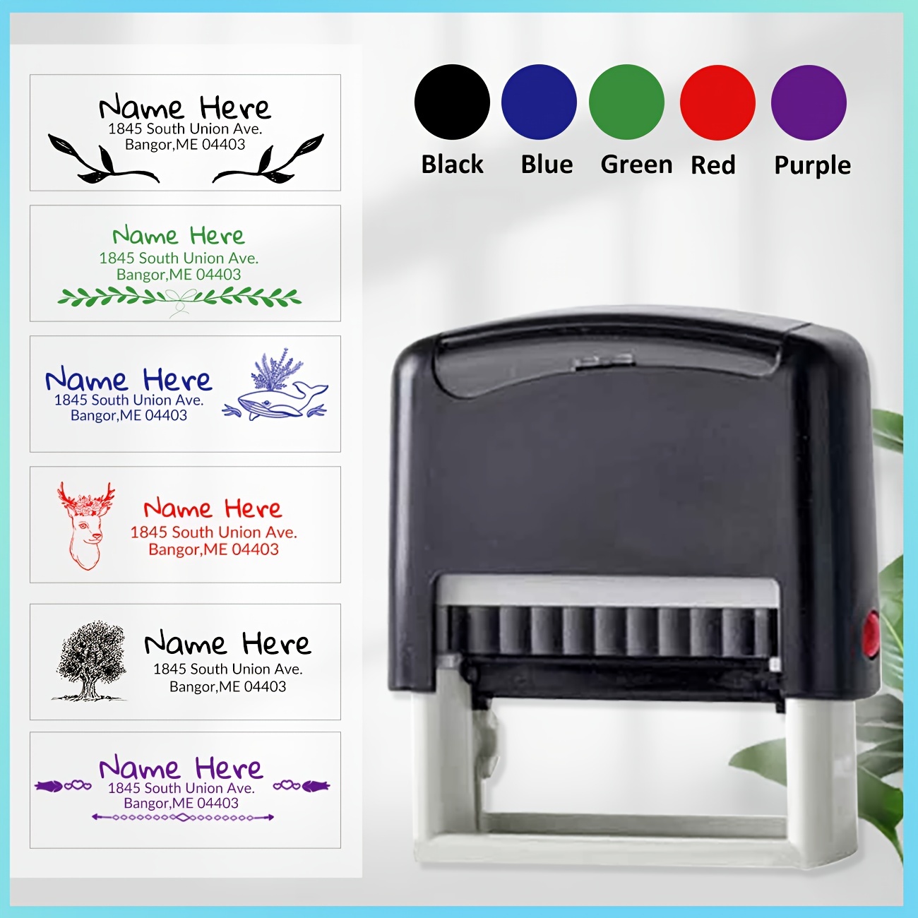 

Custom Self-inking Address Stamp - Personalized Business & Return Address Stamp For Envelopes, , And Coupons - Abs Rectangle Stamp With 5 Ink Color Options For Multiple