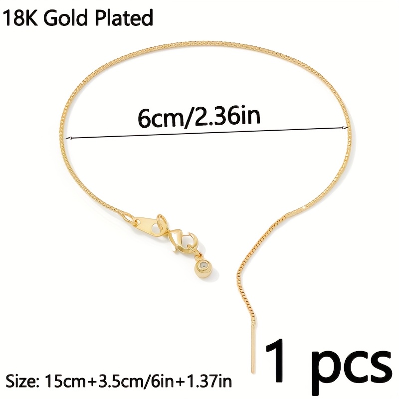 TEMU 1 pièce Bracelet manchette réglable en laiton plaqué or 18K à perles, accessoire de fabrication de bijoux pour bracelet DIY