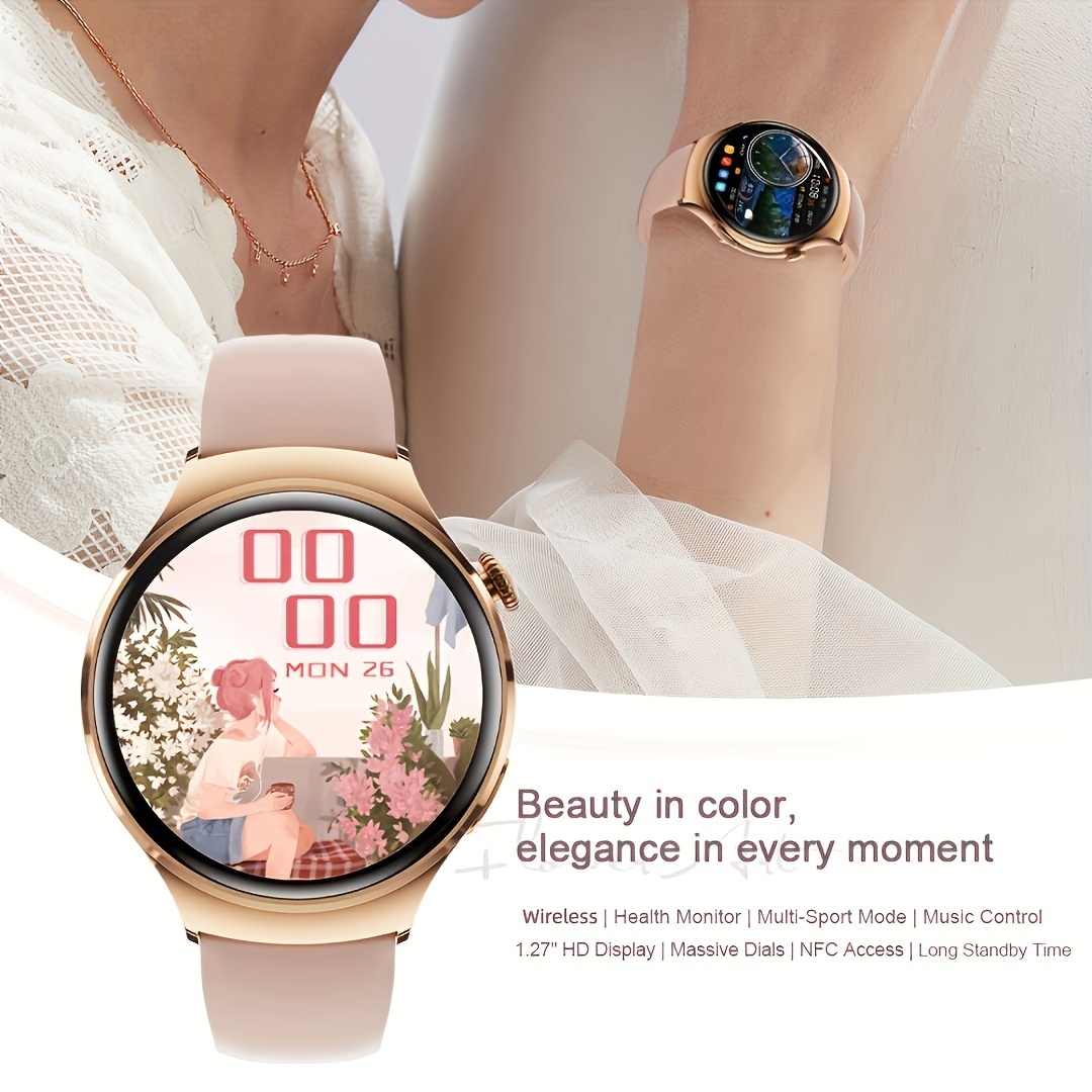 Women Smart Watch 1.2'' HD Display Massive Dials NFC Access Long Standby Time Wireless Multi-Sport Mode Music Control Watch Gift_voghion.com