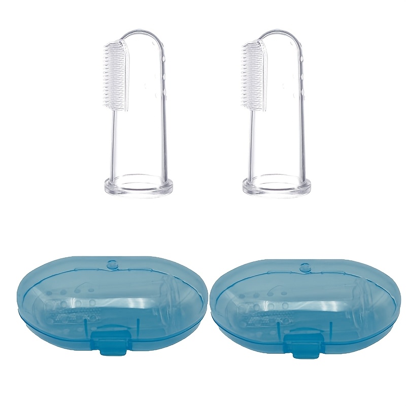 4pcs Pet Silicone Finger Toothbrush Set with Storage Cases