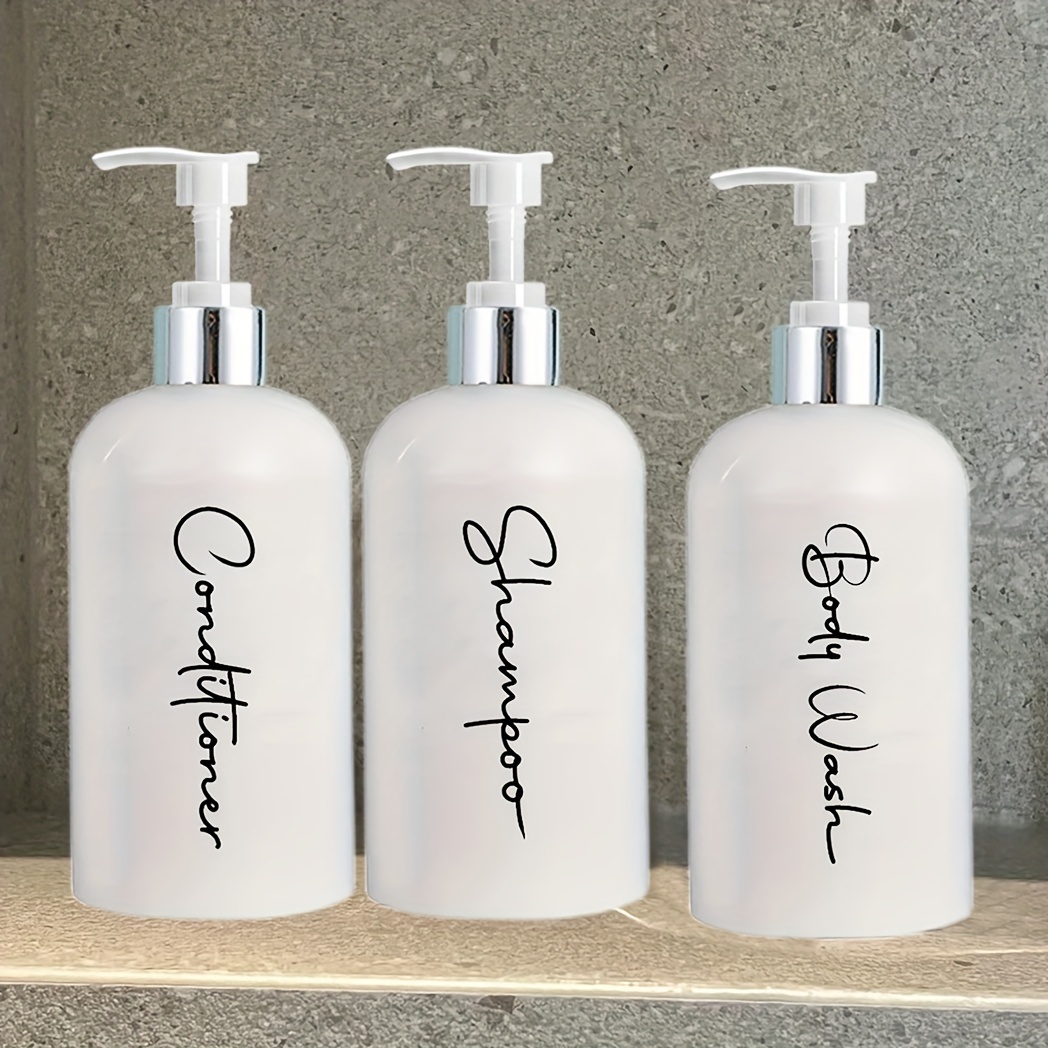 

3pcs 500ml Refillable Shampoo, Conditioner & Dispenser Bottles Labels - Plastic Bathroom