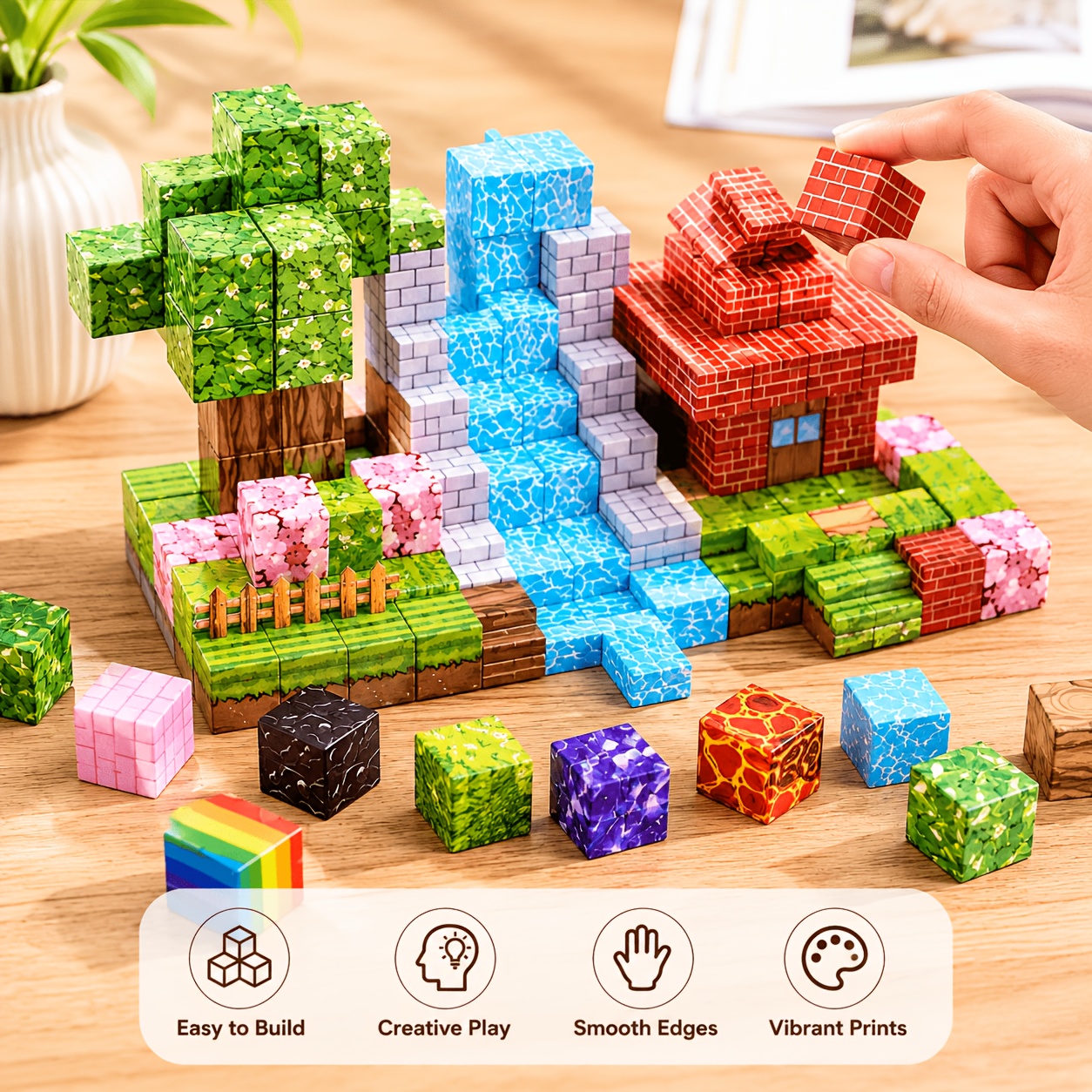 200pcs Magnetic Building Blocks, 2cm Large Particles Assembly Toy