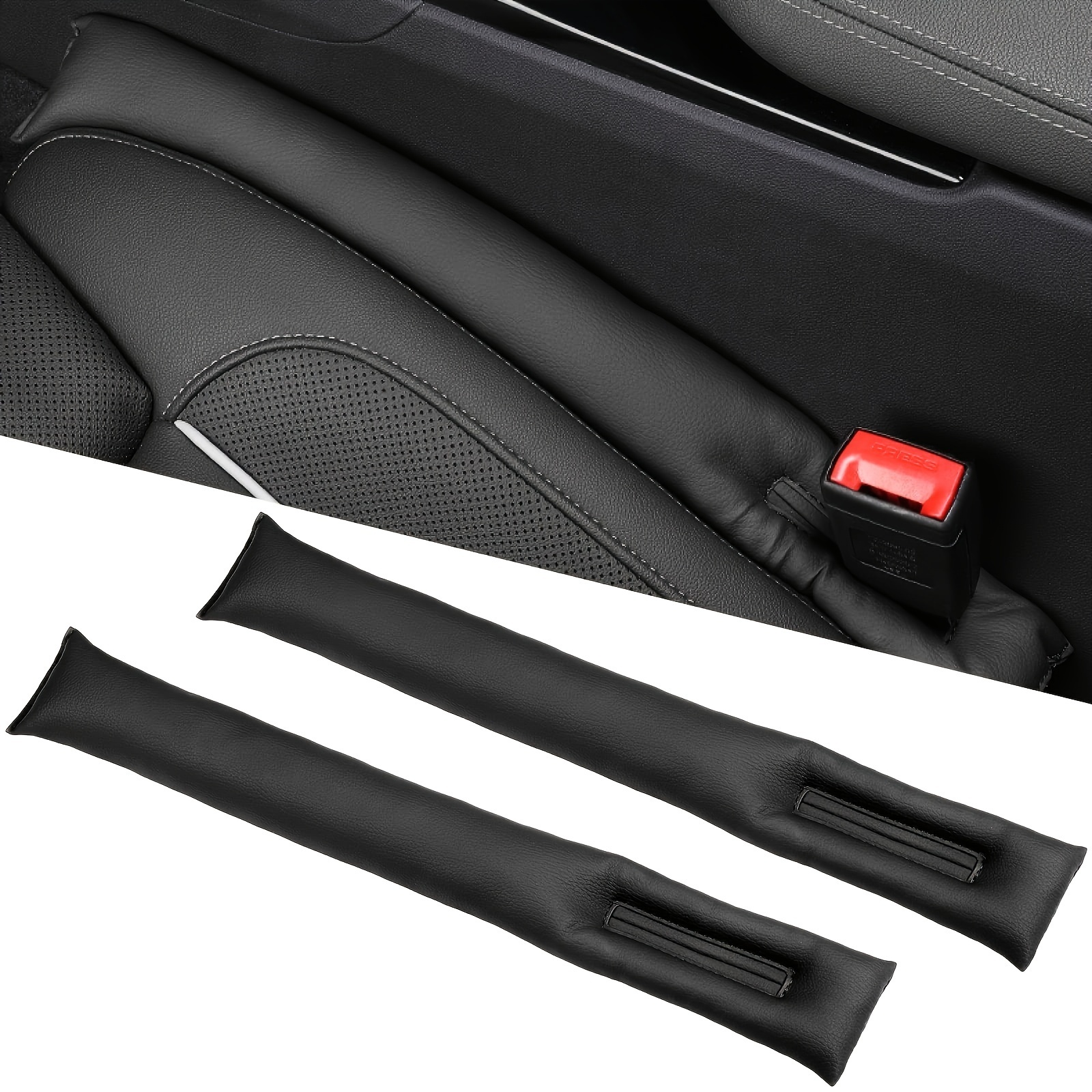 

2-pack Premium Pu Leather Car Seat Gap Fillers - All-season, Plush Sponge Filler For Suvs & Trucks, Easy No-wash Maintenance