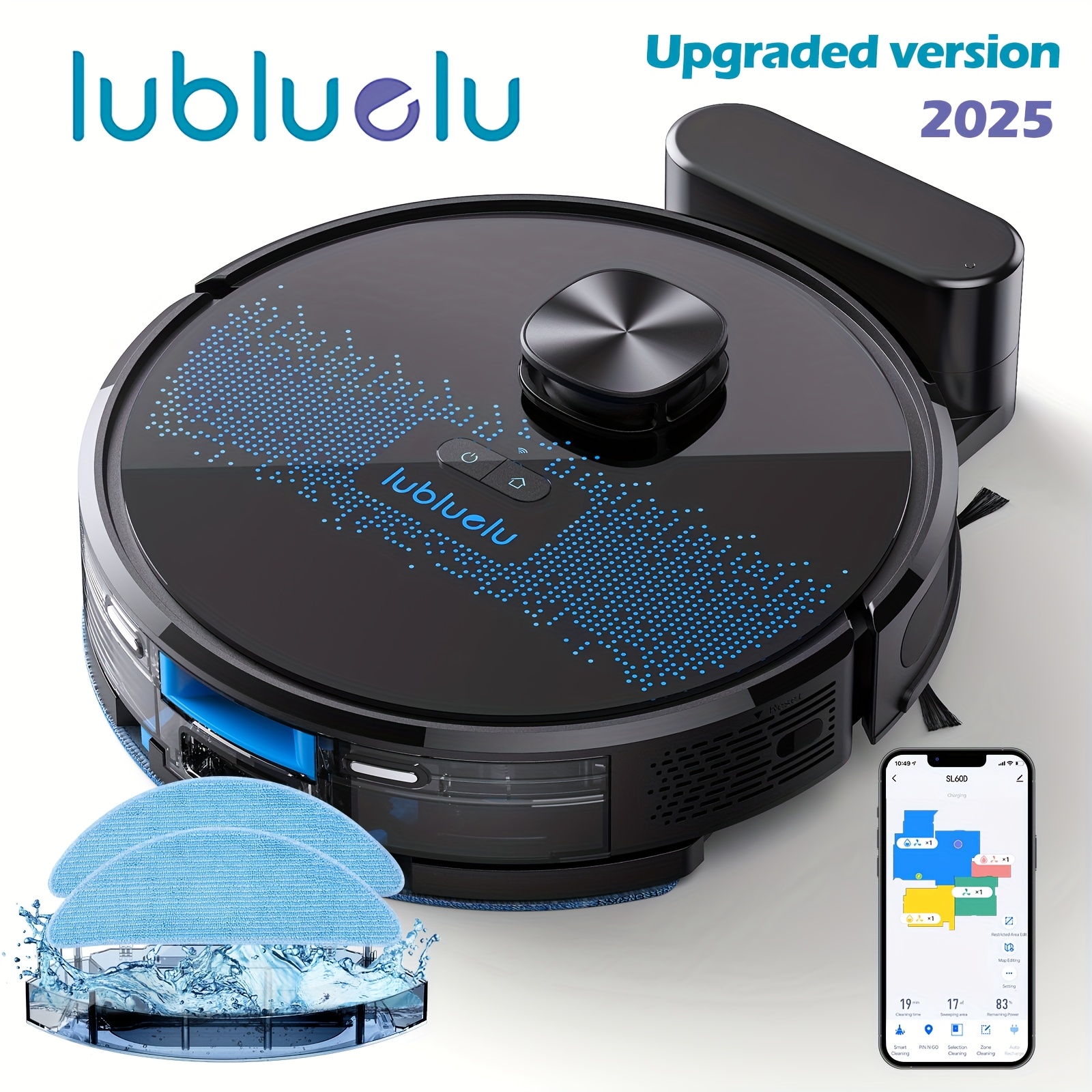 Lubluelu SL60D Robot aspirador y fregador combinado apto para pelo de mascotas, barredo...
